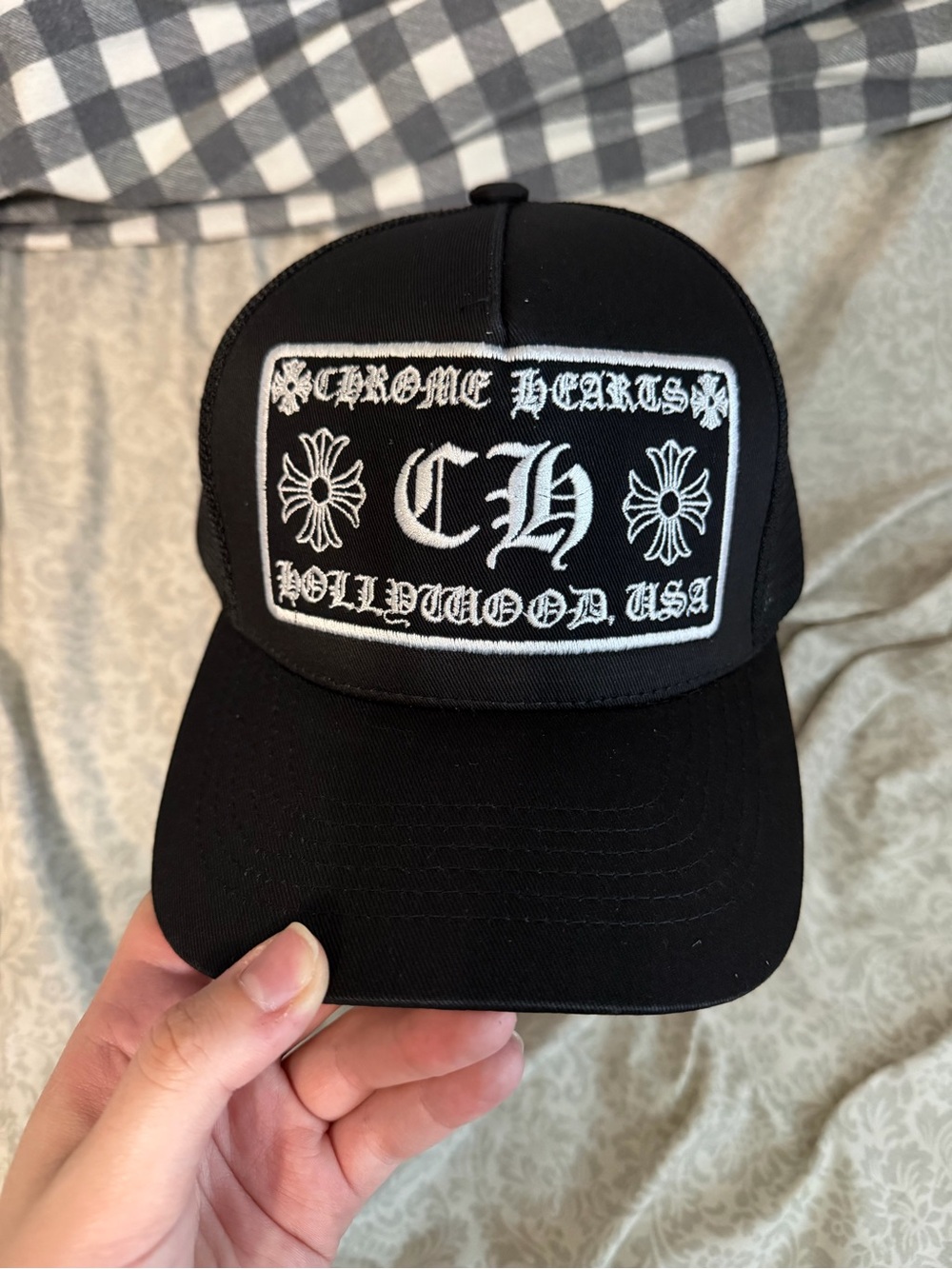 Chrome Hearts Black and White Patch Trucker Hat